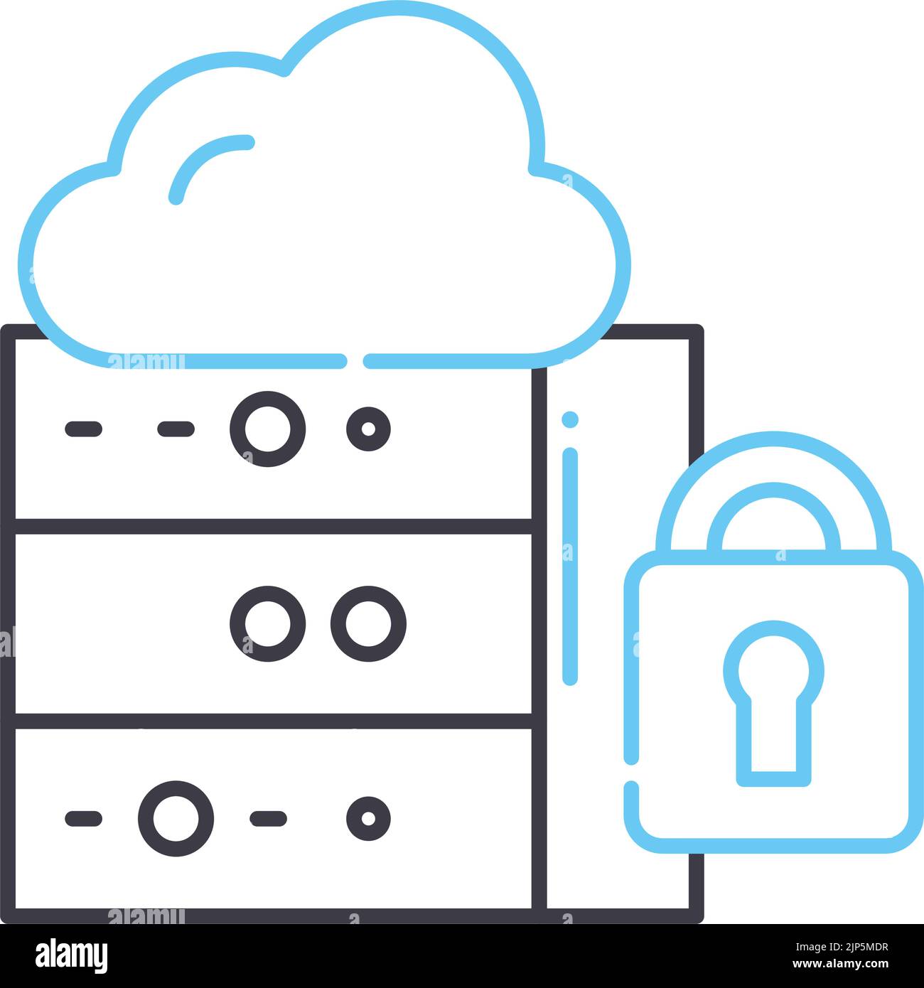 icona della linea di archiviazione cloud, simbolo di contorno, illustrazione vettoriale, simbolo concettuale Illustrazione Vettoriale