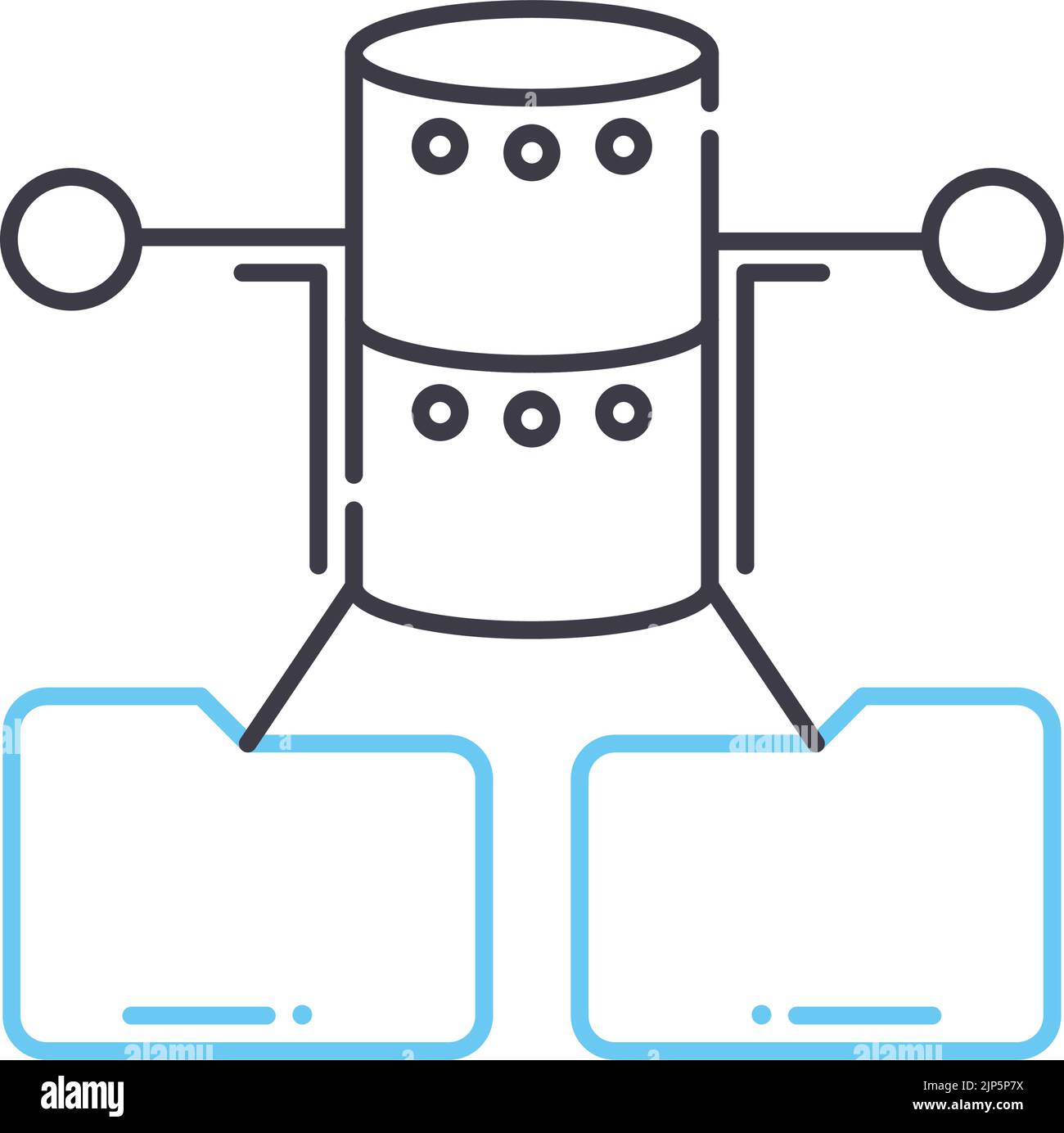 icona della linea di condivisione dei dati, simbolo di contorno, illustrazione vettoriale, segnale concettuale Illustrazione Vettoriale