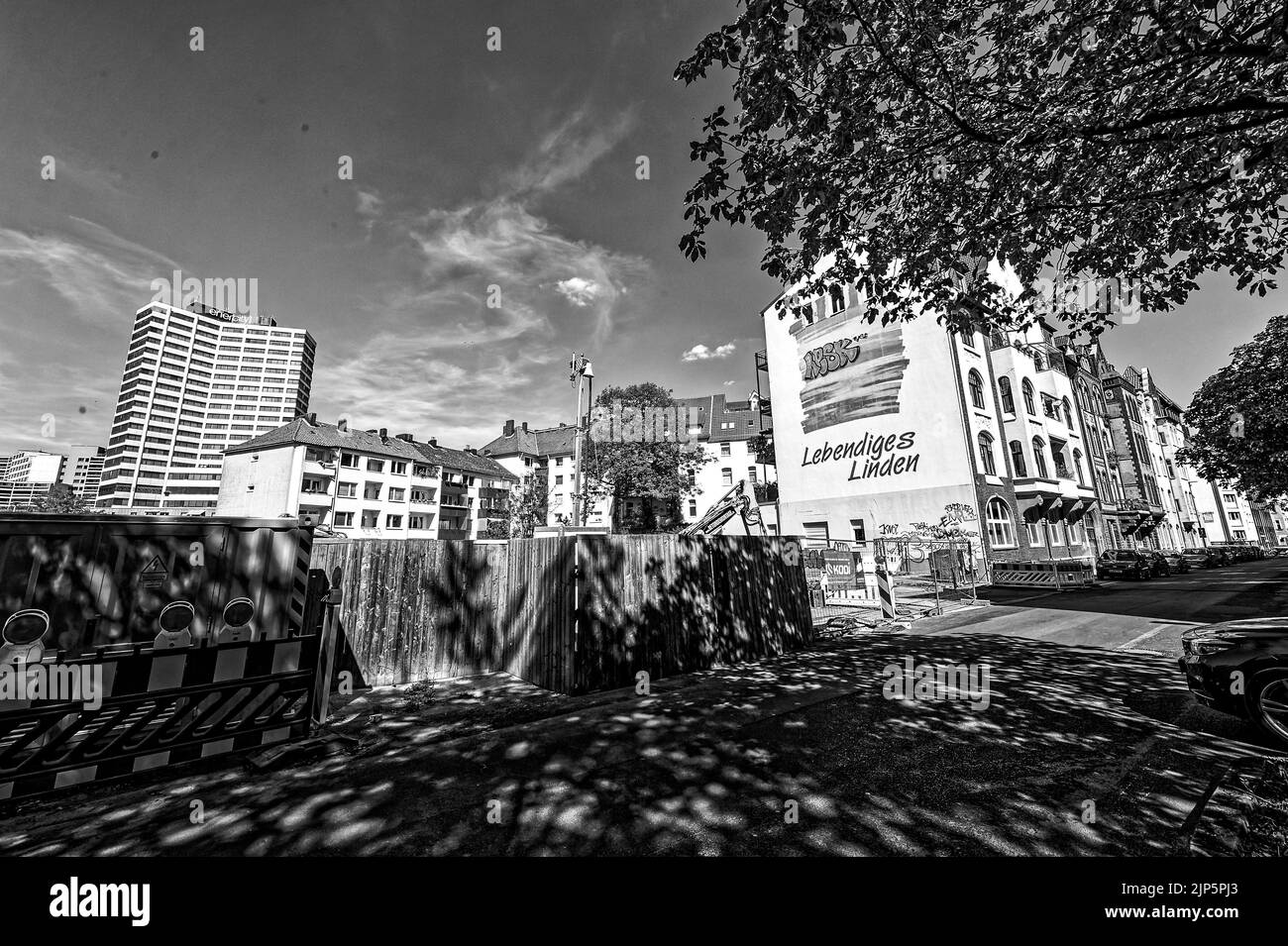 Linden Hannover im Schwarz Weiß Foto Stock