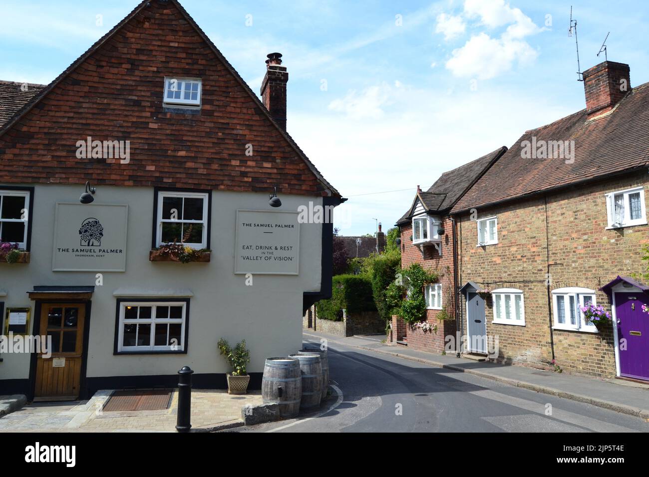 Shoreham Village, Kent, ha un nuovo pub, il Samuel Palmer, è una zona ben nota per gli escursionisti e i viaggiatori di giorno da Londra che godono la campagna Foto Stock