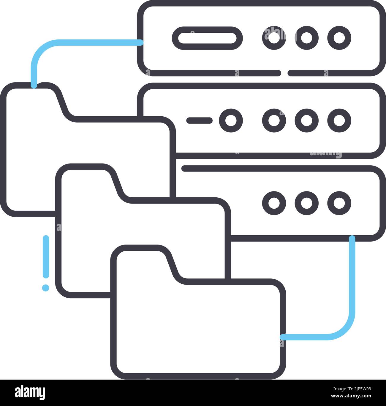 icona della linea del file system di distribuzione, simbolo di contorno, illustrazione vettoriale, simbolo concettuale Illustrazione Vettoriale