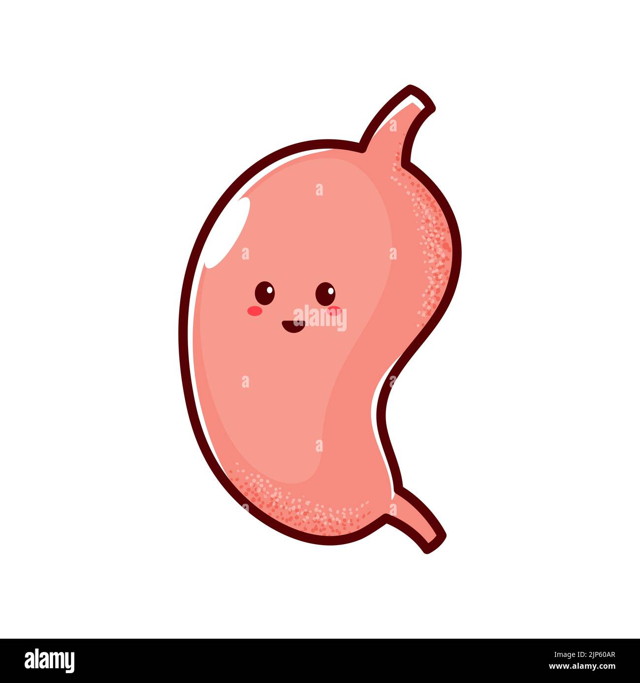 Apparato digerente dello stomaco e sistema enzimatico emoticon divertente del carattere del cartone animato. Emblema gastroenterologo vettore, digestione addominale interno organo umano Illustrazione Vettoriale