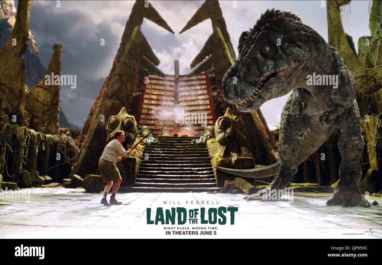 WILL FERRELL, poster di dinosauri, terra di Lost, 2009 Foto Stock