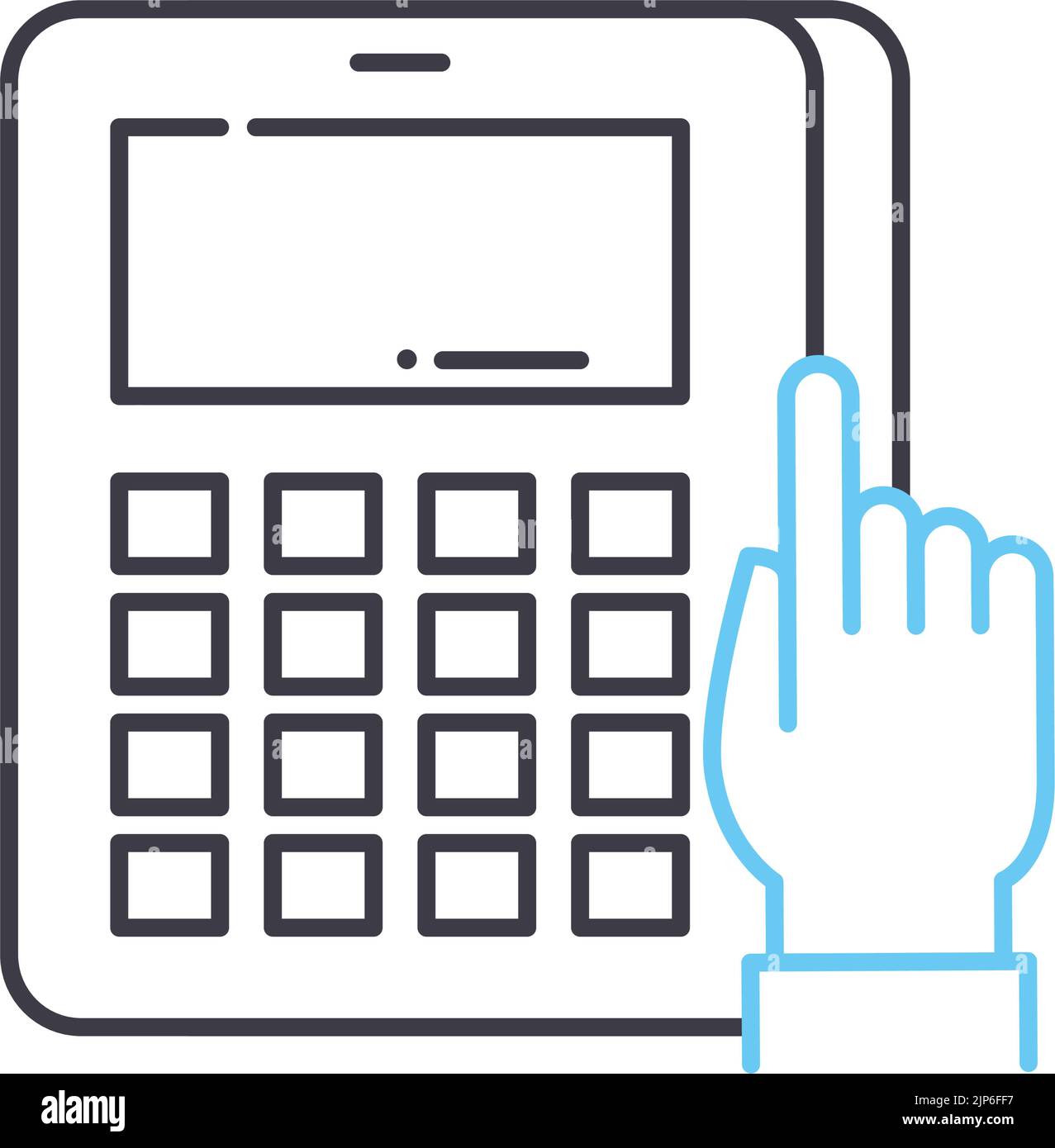 icona della linea della calcolatrice, simbolo del contorno, illustrazione vettoriale, simbolo del concetto Illustrazione Vettoriale