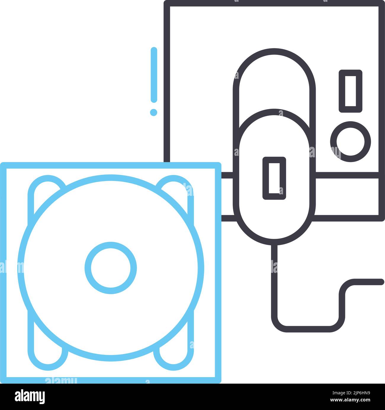 icona della linea di gioco del cd, simbolo di contorno, illustrazione vettoriale, segnale concettuale Illustrazione Vettoriale