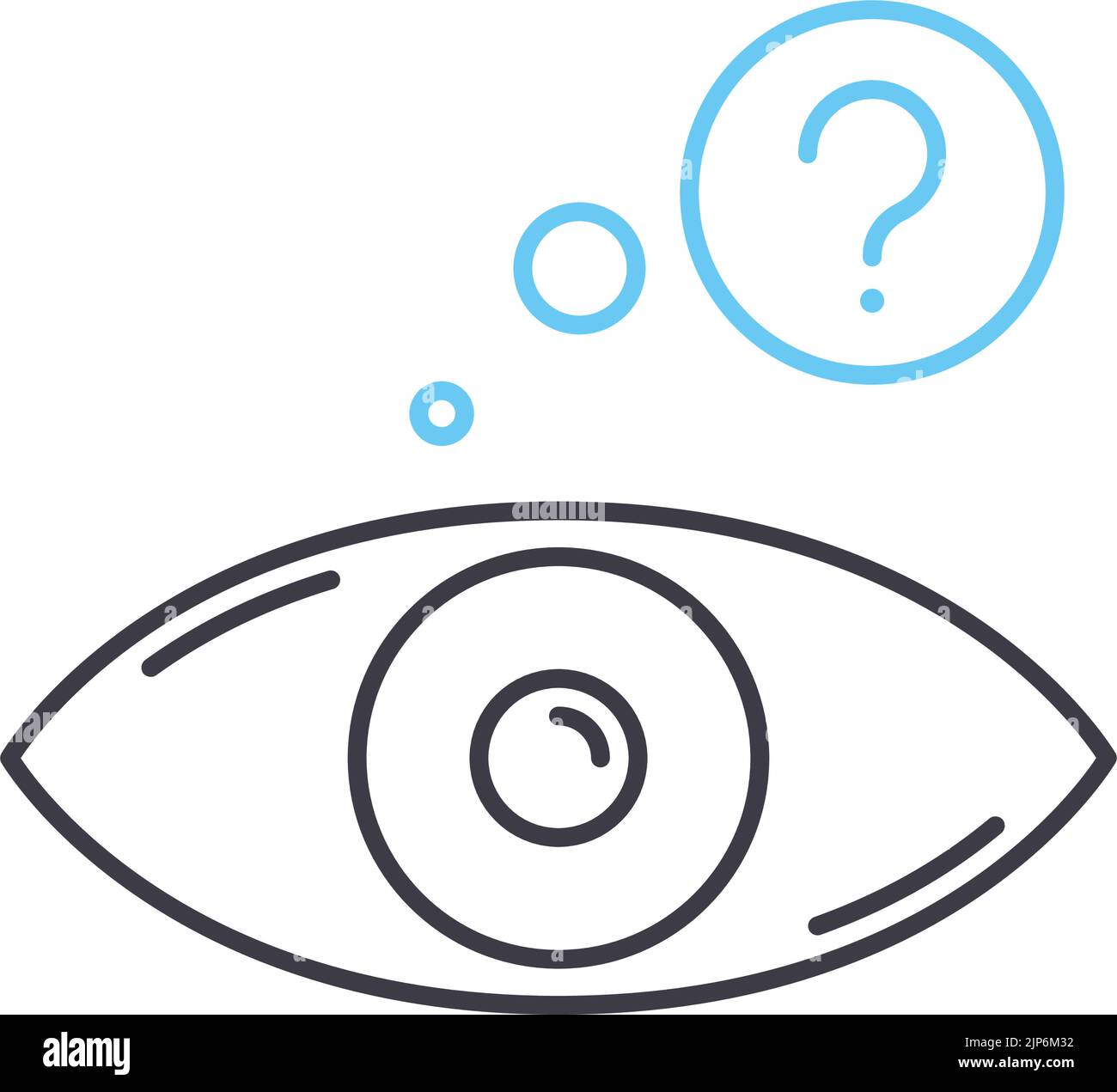 icona della linea dell'occhio di curiosità, simbolo del contorno, illustrazione del vettore, segno di concetto Illustrazione Vettoriale