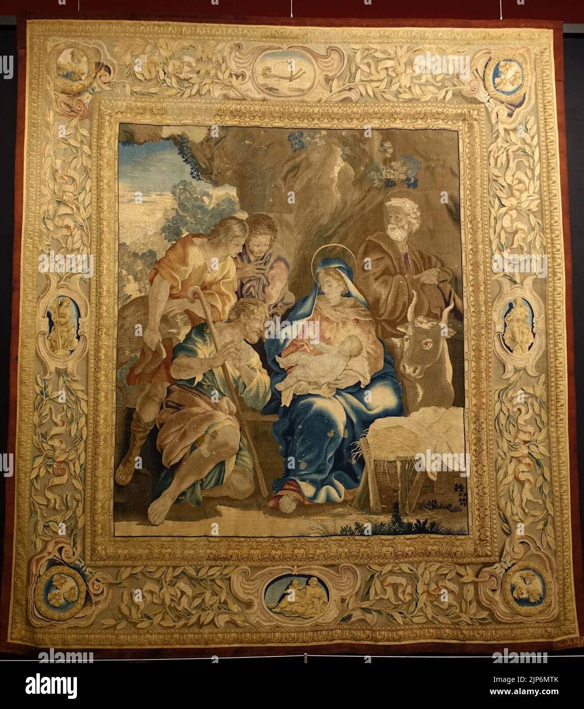 La Natività, dalla vita di Cristo, arazzi Barberini, Roma, 1644-1656 Foto Stock