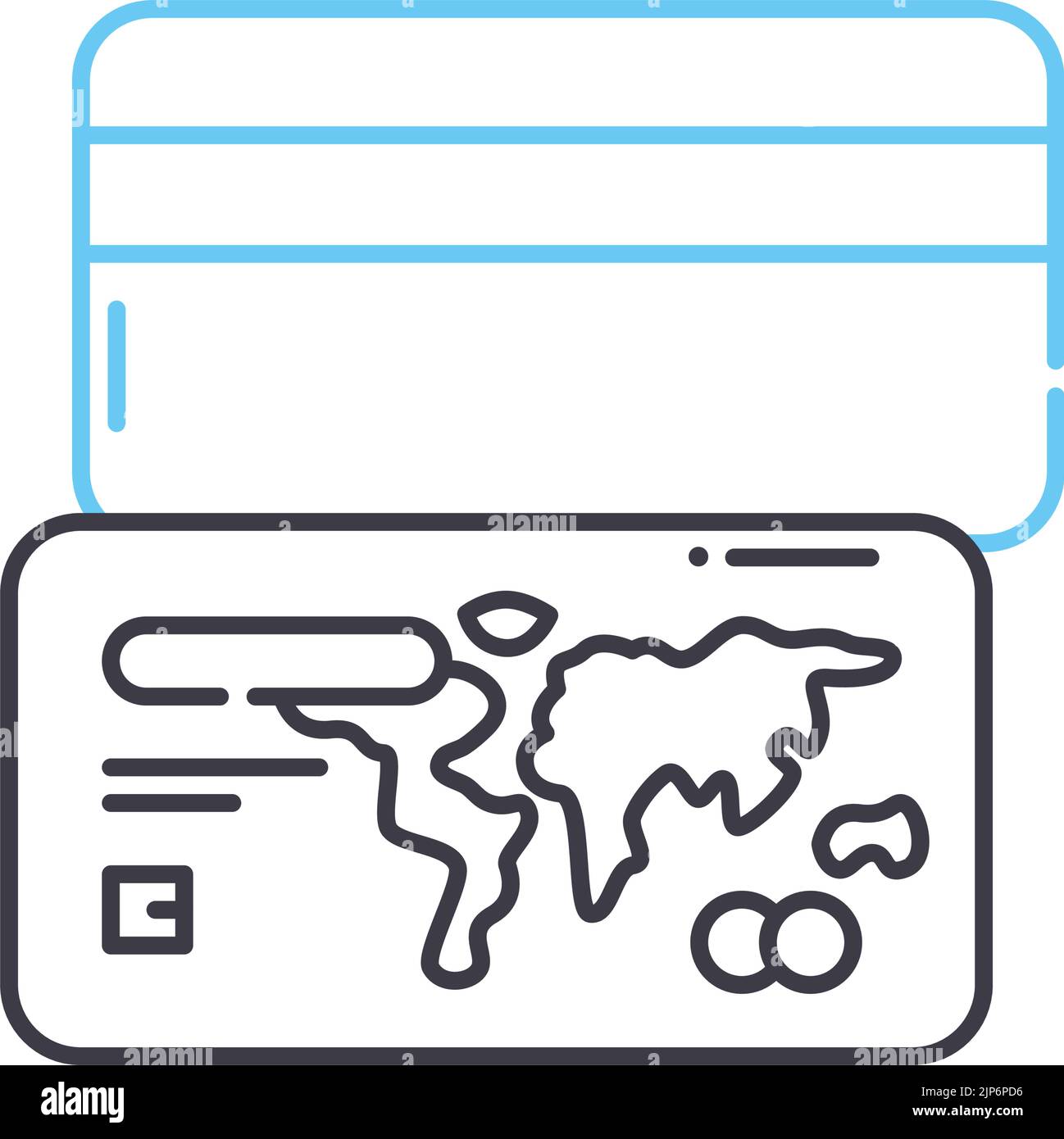 icona della linea della carta di credito di debito, simbolo del contorno, illustrazione del vettore, simbolo del concetto Illustrazione Vettoriale