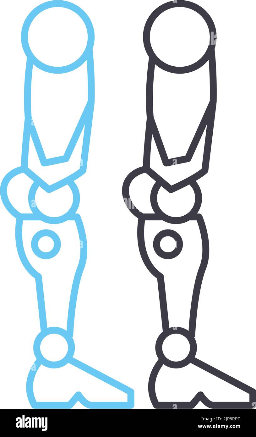 icona linea di miglioramento cybergamba, simbolo di contorno, illustrazione vettoriale, segnale concettuale Illustrazione Vettoriale