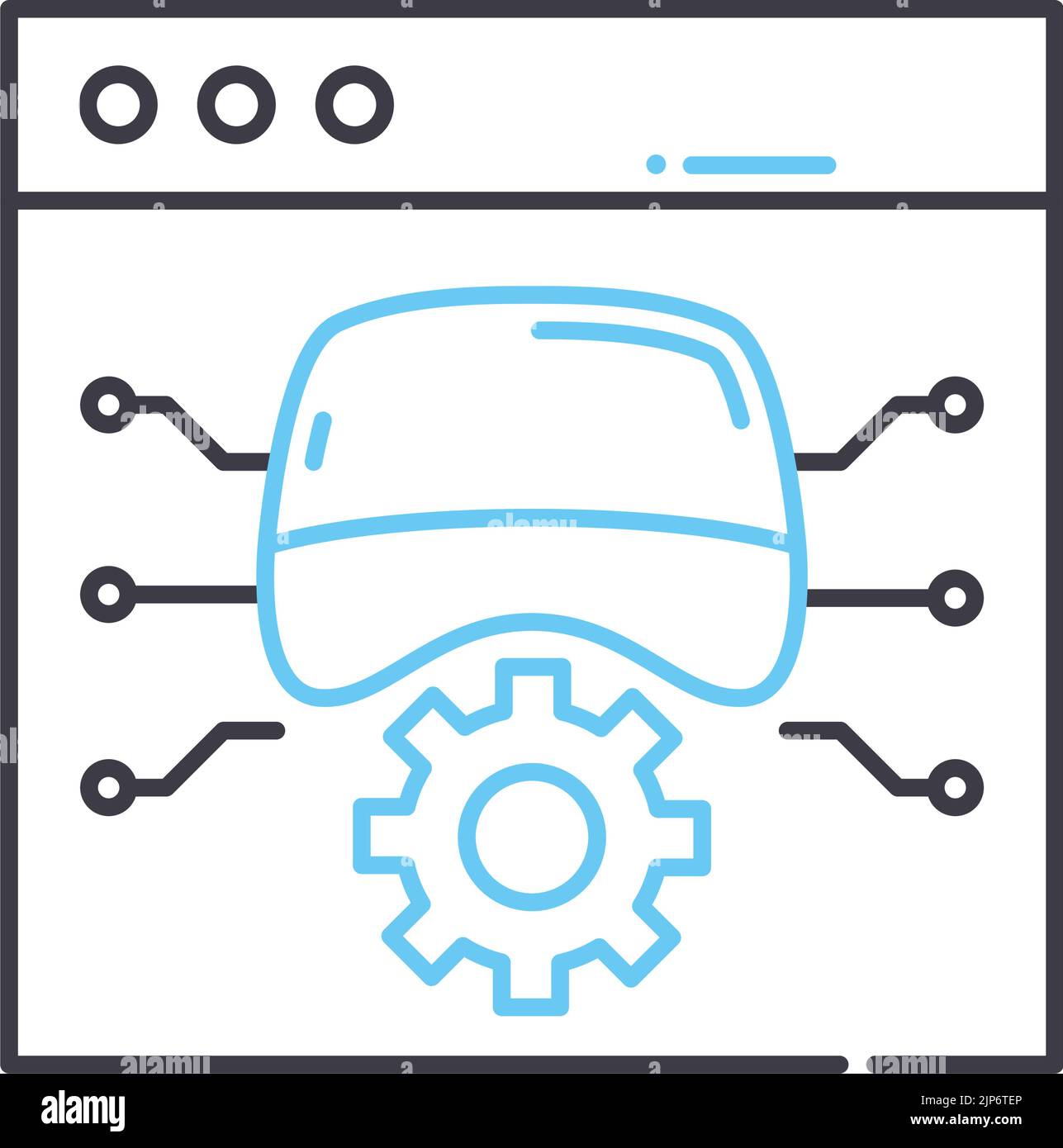 icona della linea di sicurezza dei dati, simbolo di contorno, illustrazione vettoriale, segnale concettuale Illustrazione Vettoriale