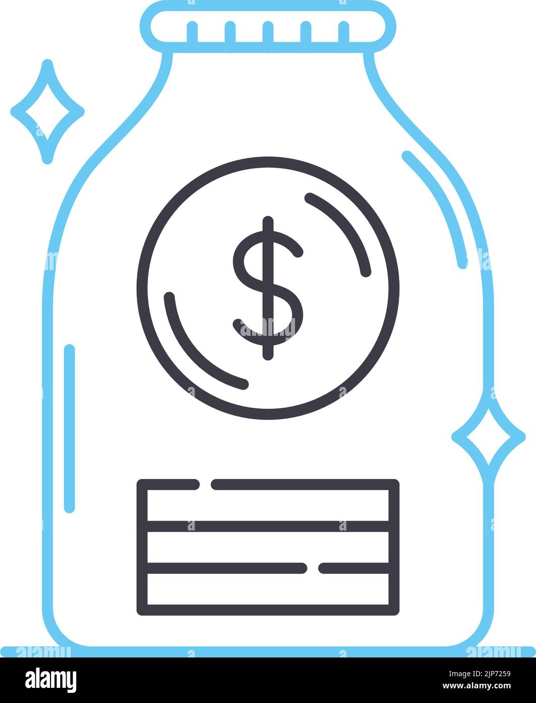 icona della linea di cassa e fondi, simbolo del contorno, illustrazione vettoriale, simbolo del concetto Illustrazione Vettoriale