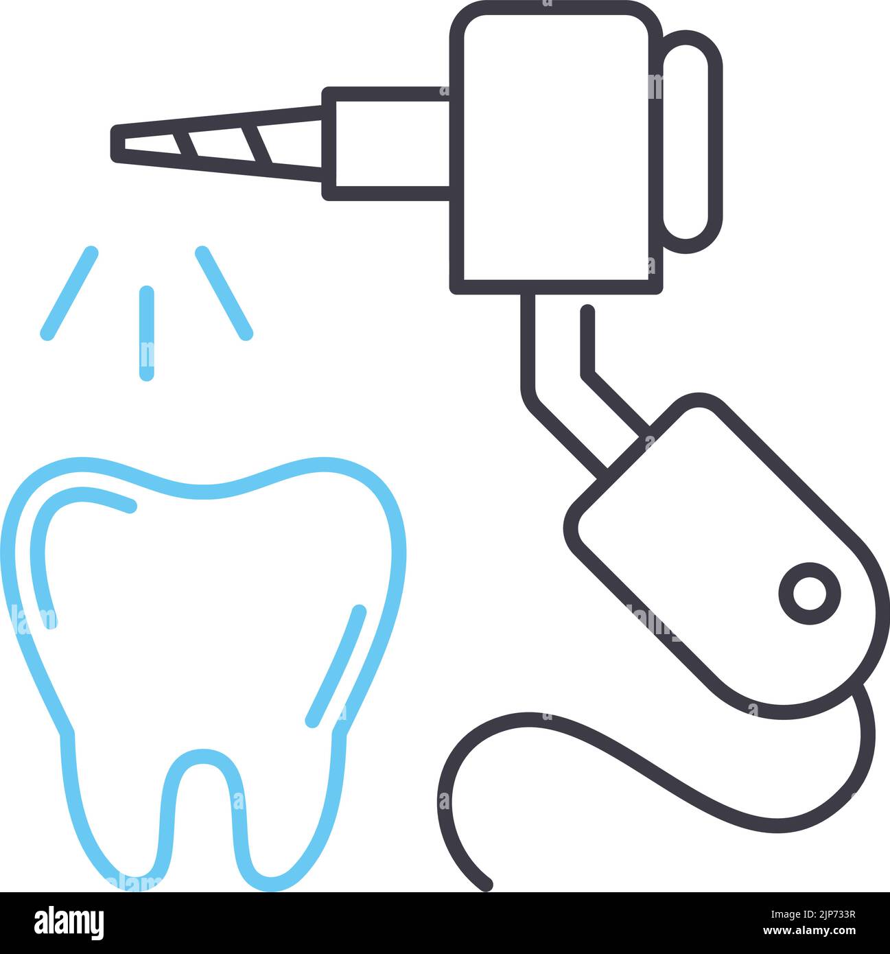 icona della linea degli strumenti dentali, simbolo di contorno, illustrazione vettoriale, simbolo concettuale Illustrazione Vettoriale
