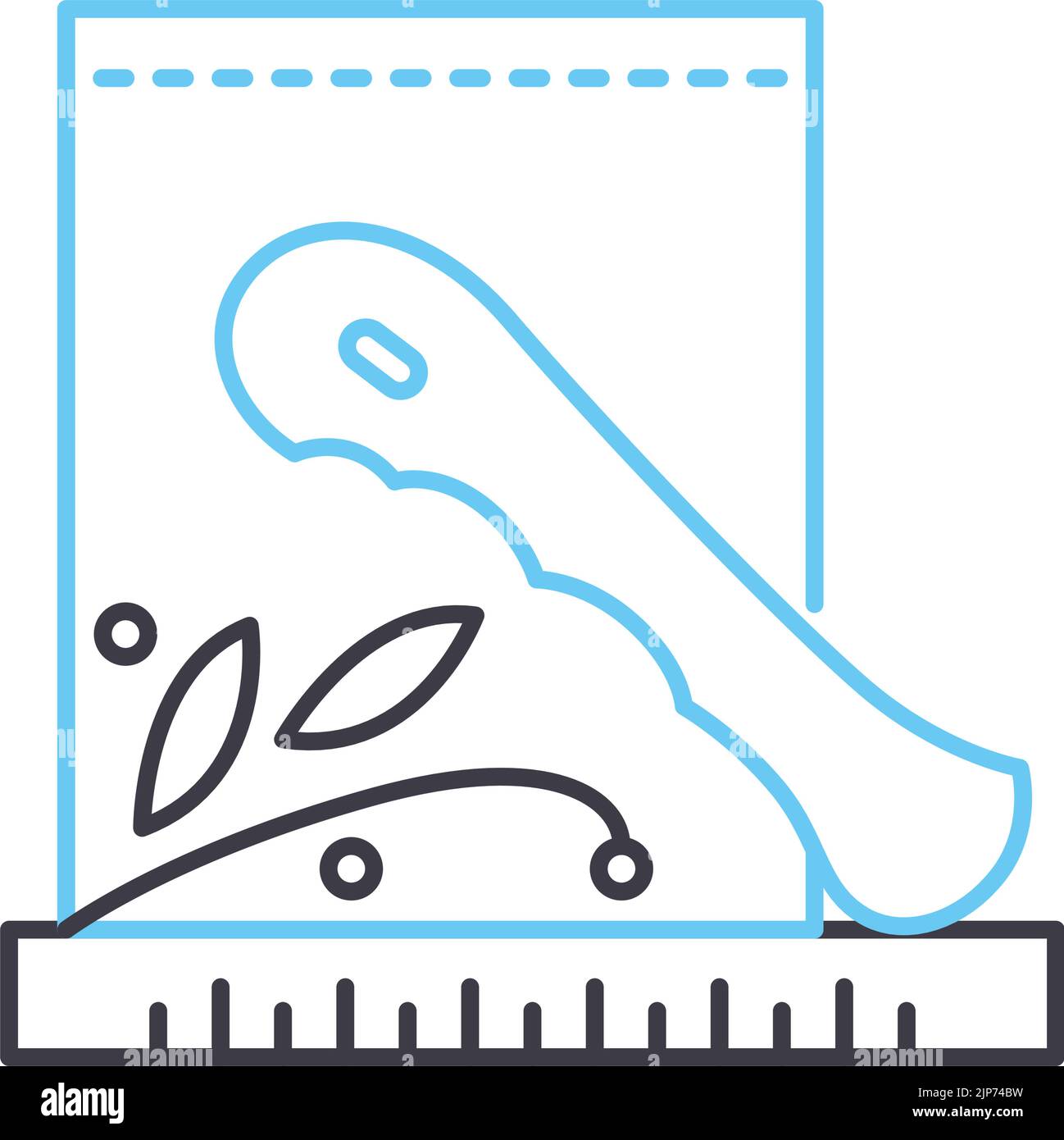 icona della linea di marcatura con piegatura, simbolo di contorno, illustrazione vettoriale, segnale concettuale Illustrazione Vettoriale