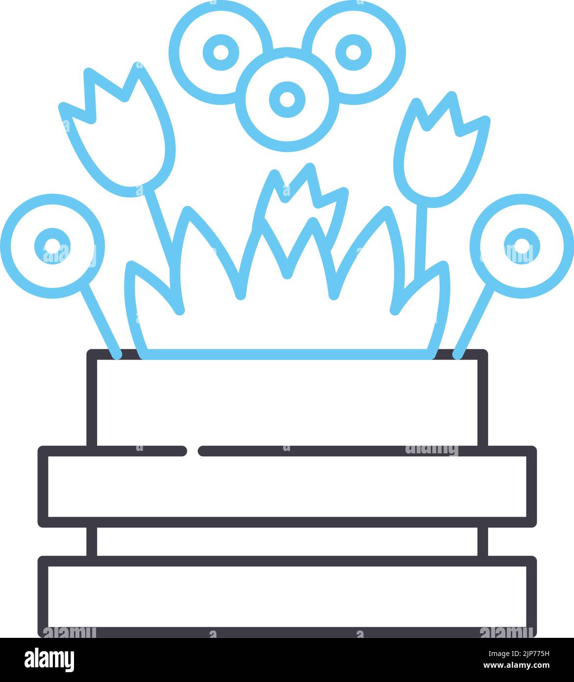 fake flowers line icona, simbolo di contorno, illustrazione vettoriale, concetto di segno Illustrazione Vettoriale