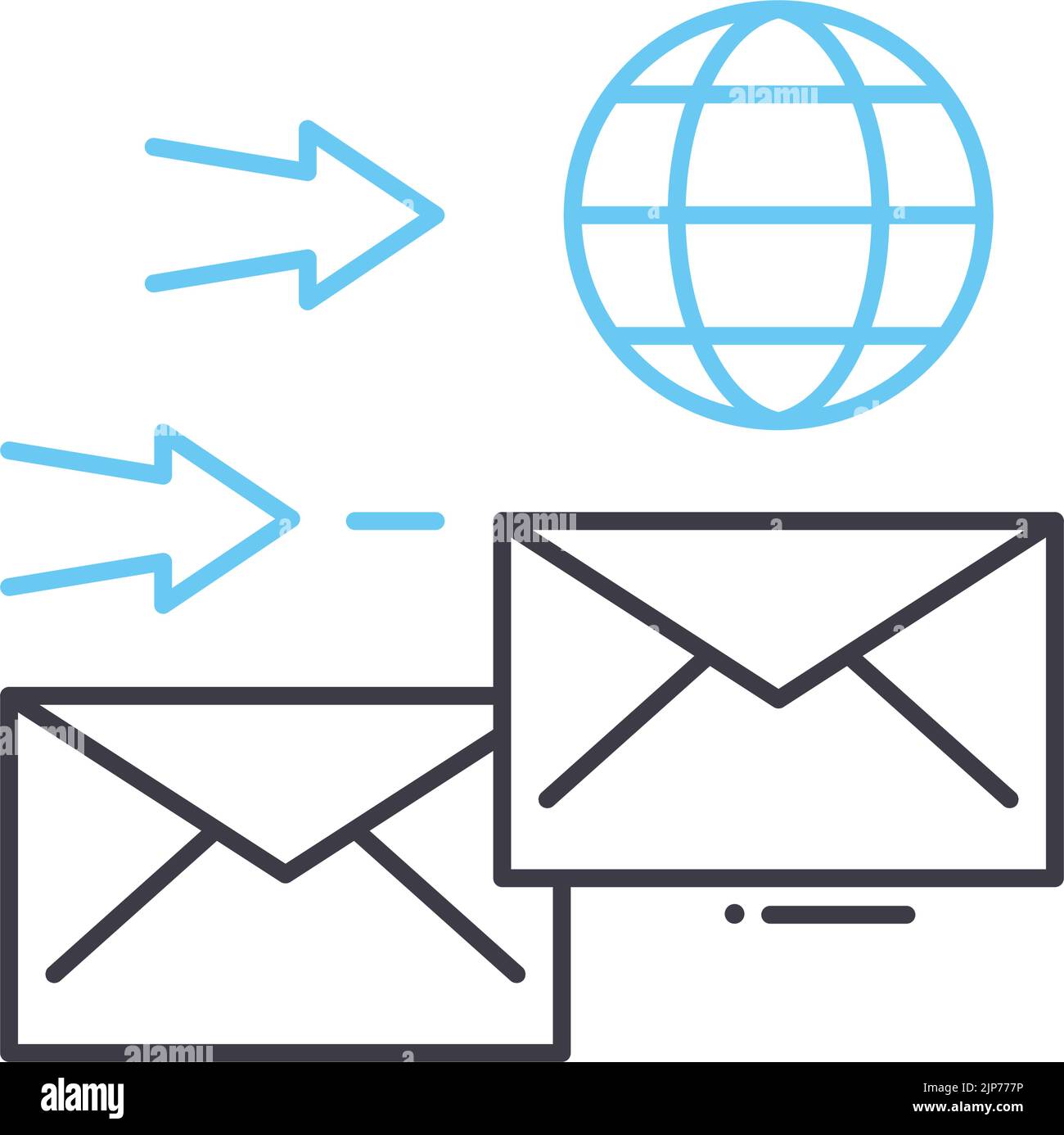 icona della linea della busta, simbolo del contorno, illustrazione vettoriale, simbolo concettuale Illustrazione Vettoriale
