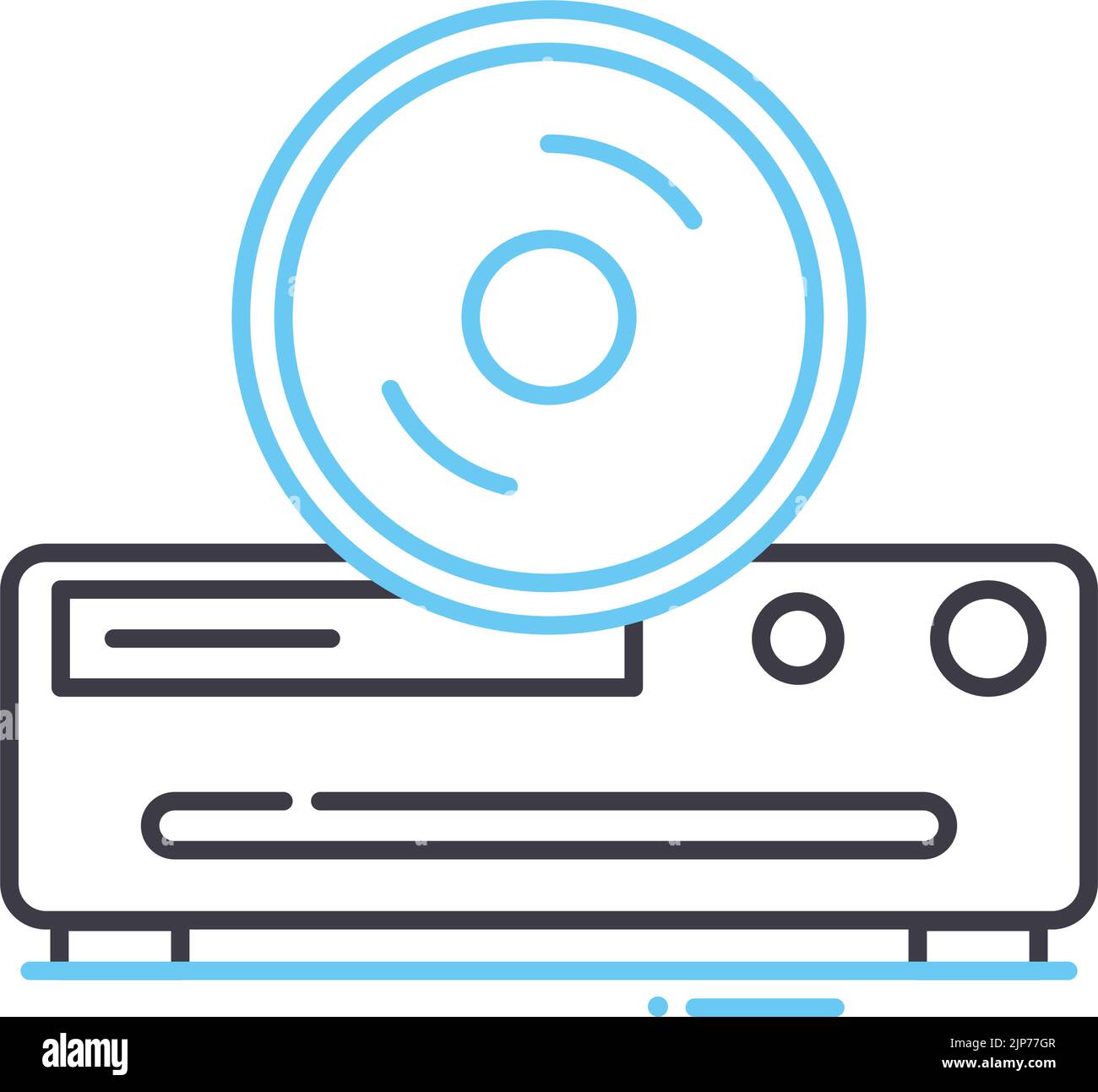 icona della linea del lettore cd, simbolo di contorno, illustrazione vettoriale, segnale concettuale Illustrazione Vettoriale