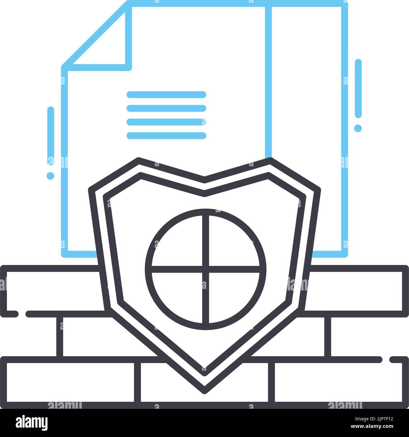 icona della linea del sistema di sicurezza dei dati, simbolo di contorno, illustrazione vettoriale, segnale concettuale Illustrazione Vettoriale