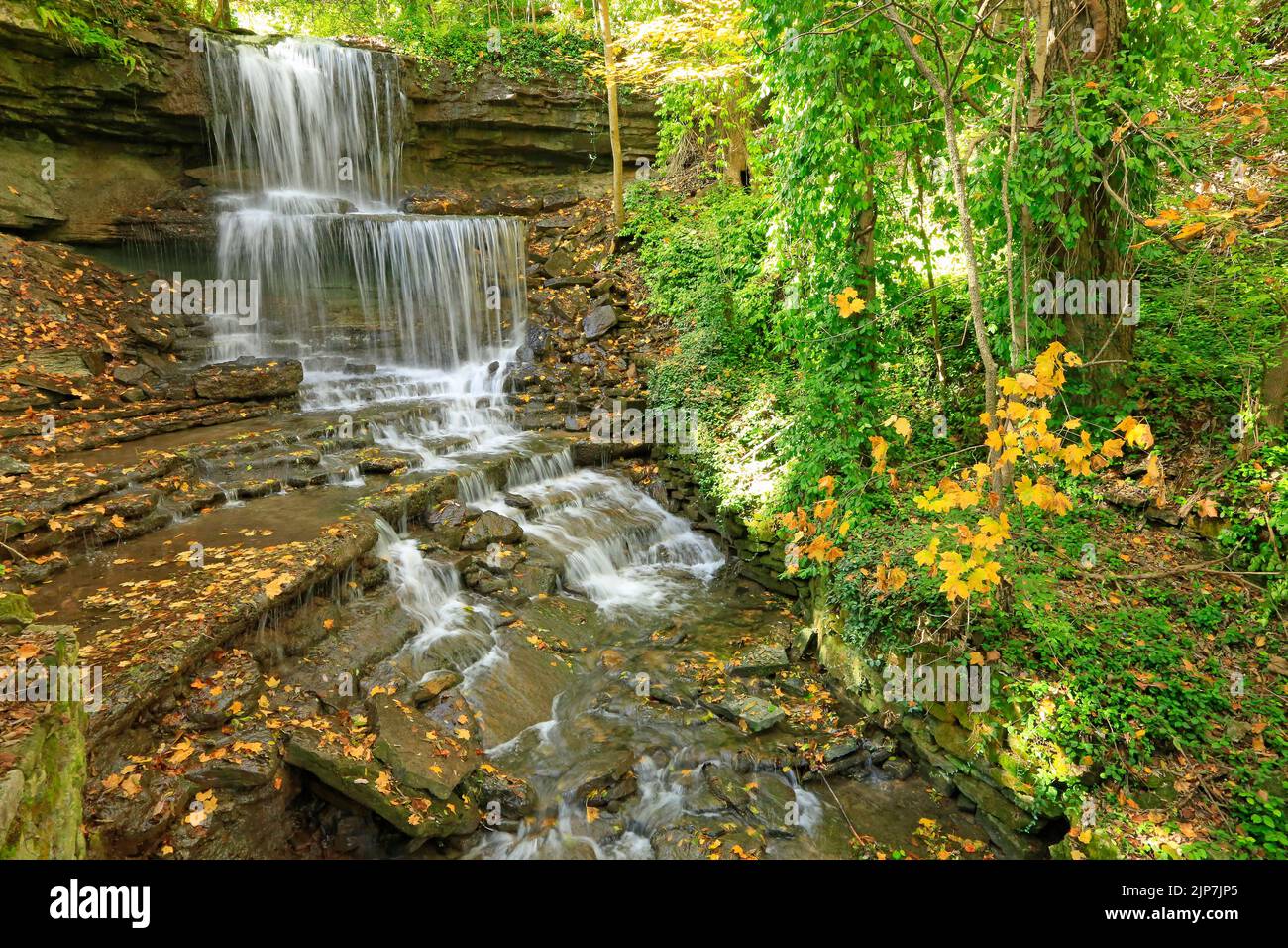 Vista a West Milton Cascades - Ohio Foto Stock