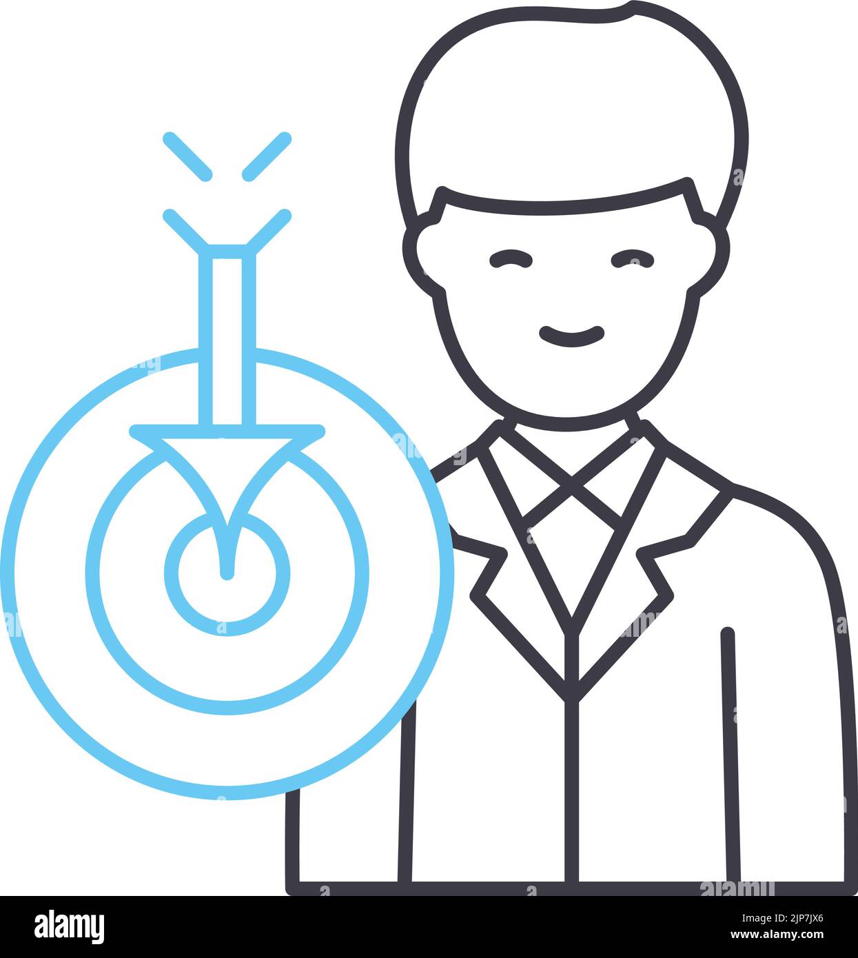 icona della linea delle competenze del dipendente, simbolo di contorno, illustrazione vettoriale, cartello concettuale Illustrazione Vettoriale