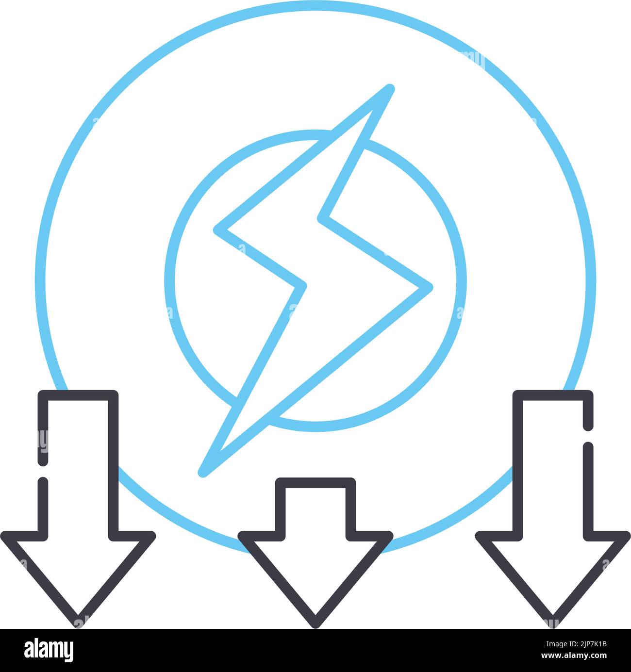 icona della linea di consumo energetico, simbolo di contorno, illustrazione vettoriale, segnale concettuale Illustrazione Vettoriale