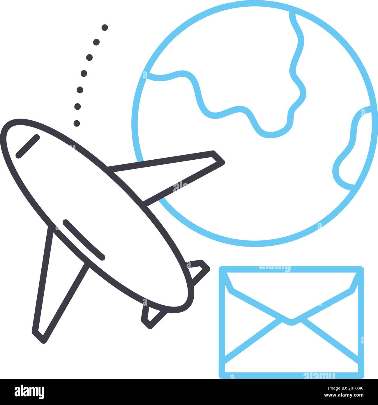 icona della linea di posta aerea, simbolo di contorno, illustrazione vettoriale, segnale concettuale Illustrazione Vettoriale