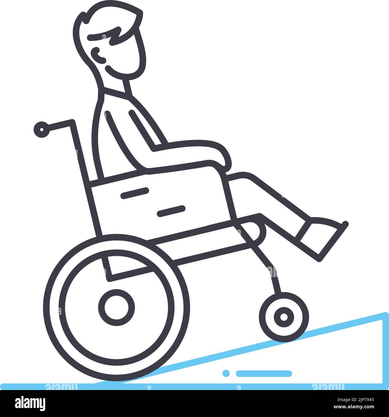 persone disabili icona della linea di aiuto, simbolo di contorno, illustrazione vettoriale, simbolo concettuale Illustrazione Vettoriale