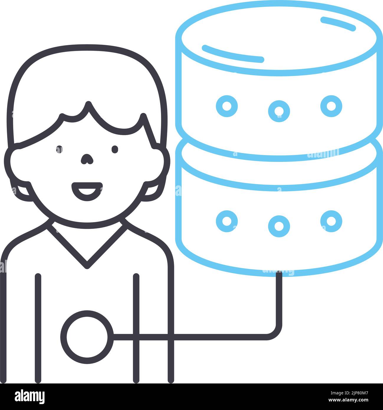 icona della riga del database client, simbolo di contorno, illustrazione vettoriale, simbolo concettuale Illustrazione Vettoriale