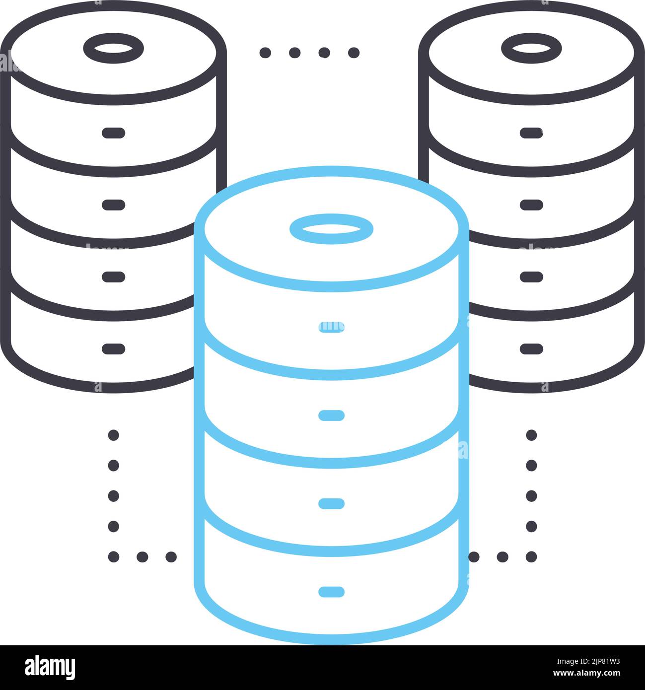 icona della linea del database, simbolo di contorno, illustrazione vettoriale, simbolo concettuale Illustrazione Vettoriale