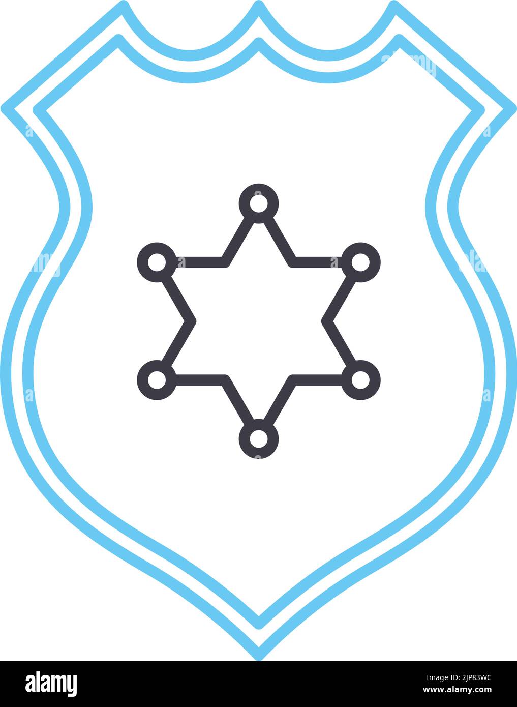 icona della linea del badge, simbolo di contorno, illustrazione vettoriale, simbolo concettuale Illustrazione Vettoriale