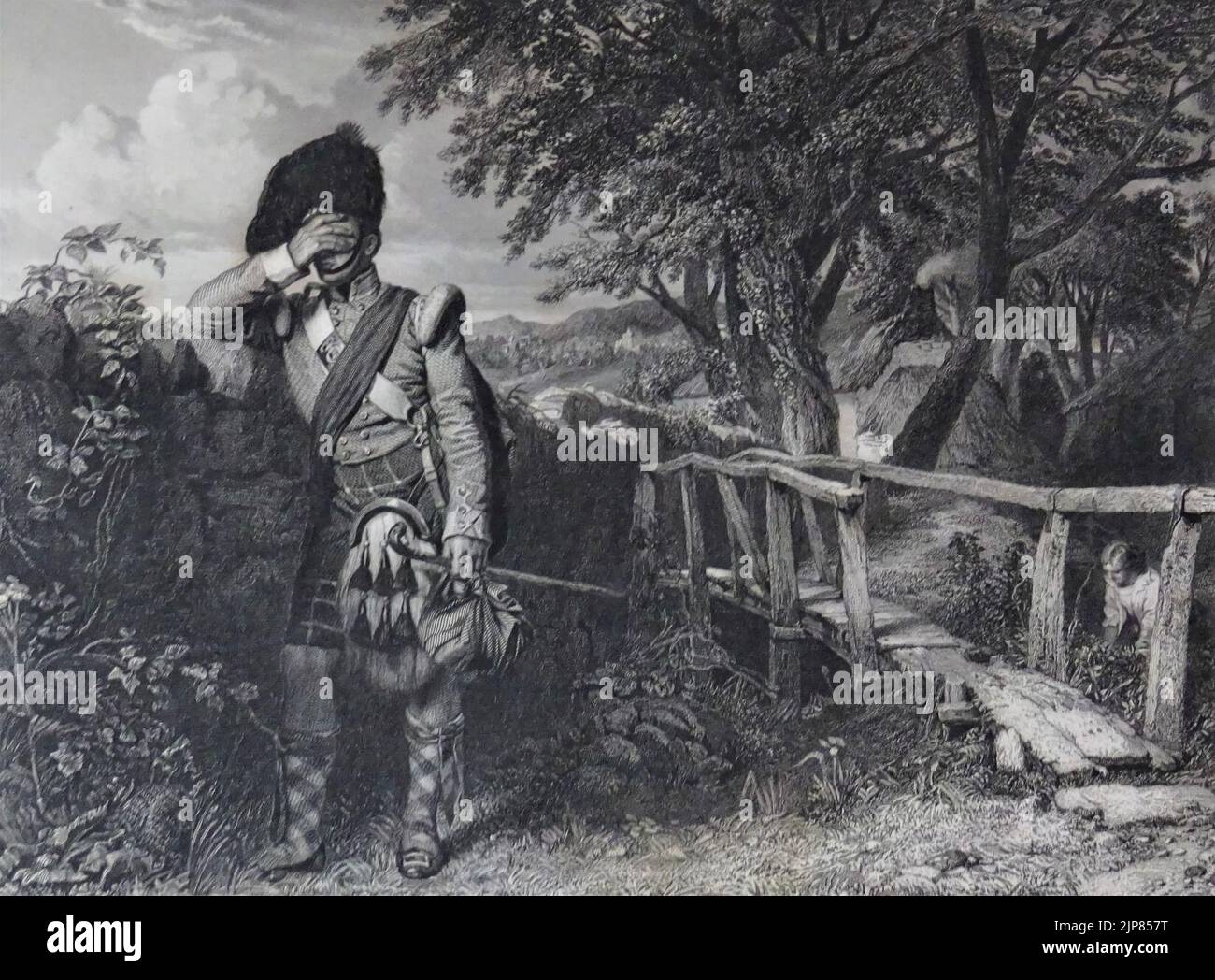 Il ritorno del soldato. Robert Burns. "Il suo riconoscimento di lei". John Faed RSA Foto Stock