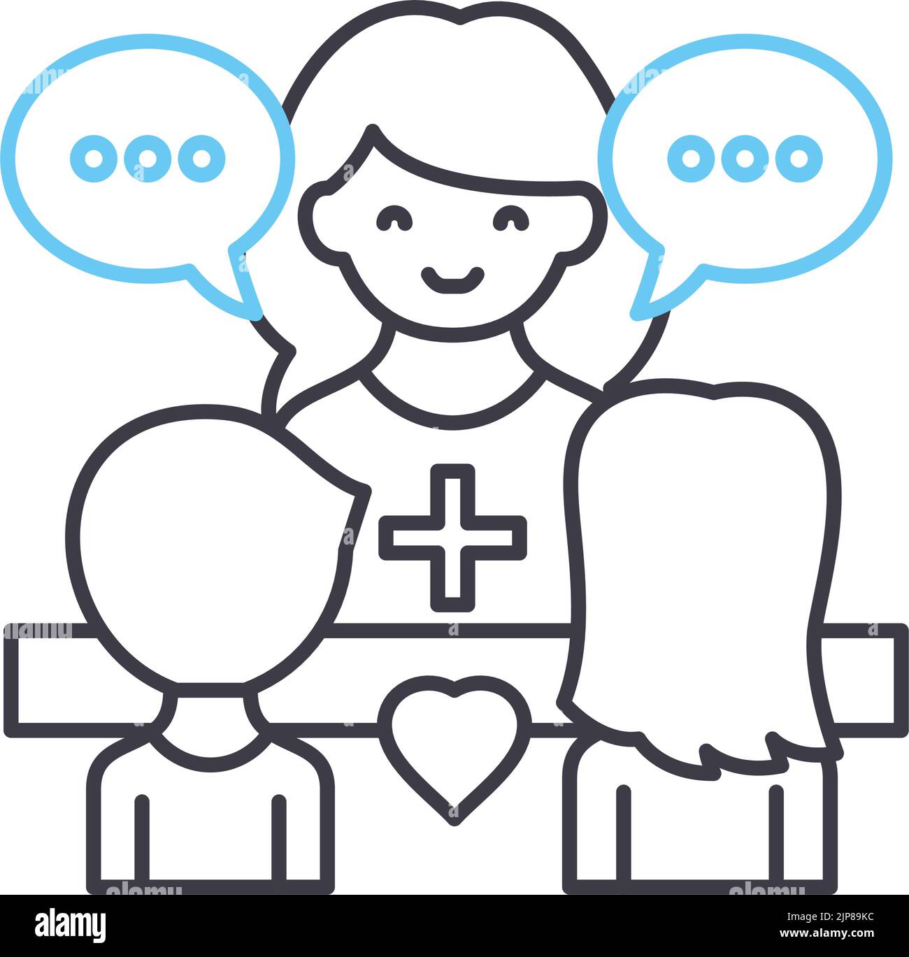 icona della linea di consiglio della coppia, simbolo del contorno, illustrazione del vettore, simbolo del concetto Illustrazione Vettoriale