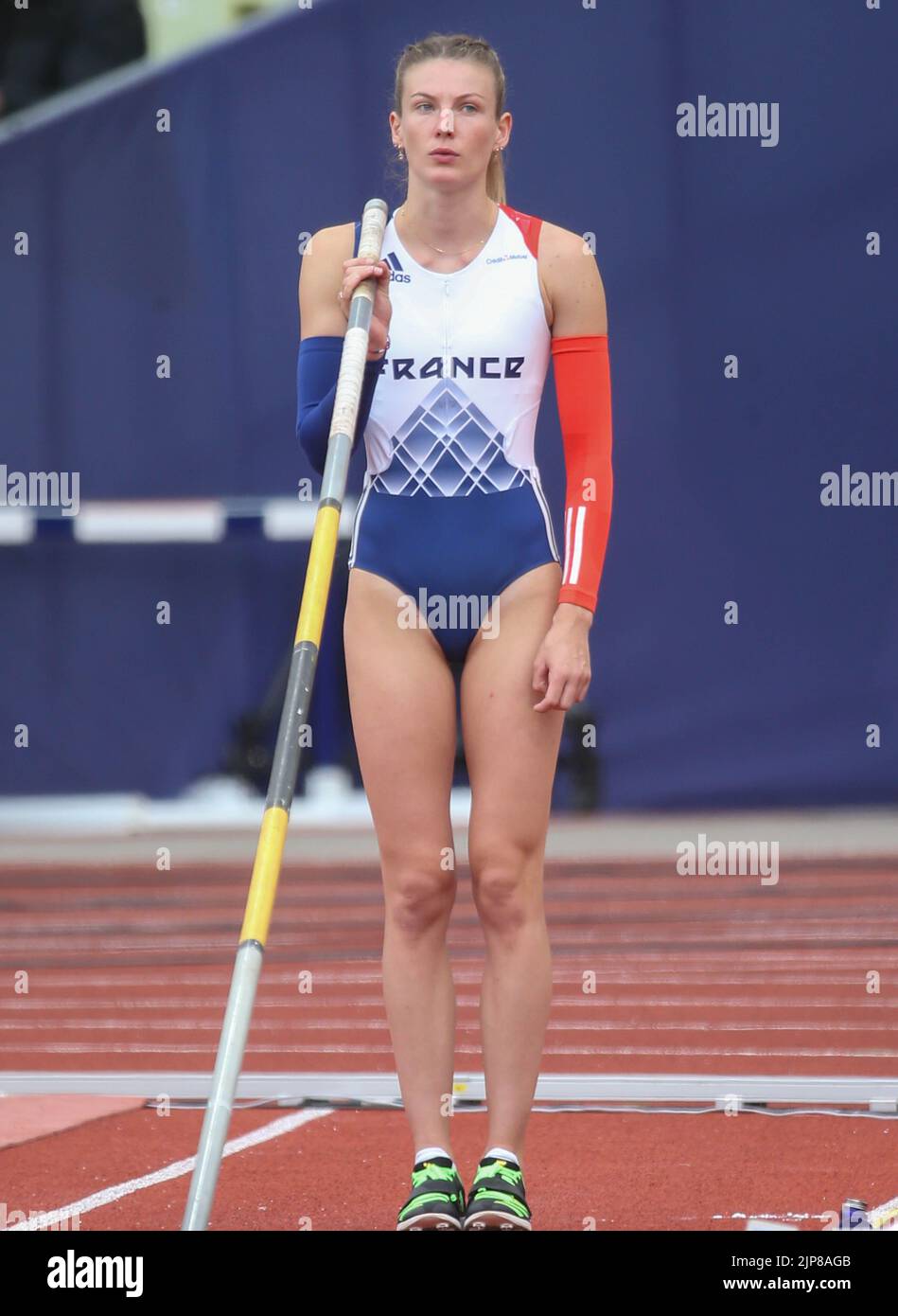 Monaco di Baviera, Germania - 15 agosto 2022, Margot Chevrier di Francia durante il Women's Pole Vault ai Campionati europei Monaco di Baviera 2022 il 15 agosto 2022 a Monaco di Baviera, Germania - Foto: Laurent Lairys/DPPI/LiveMedia Foto Stock