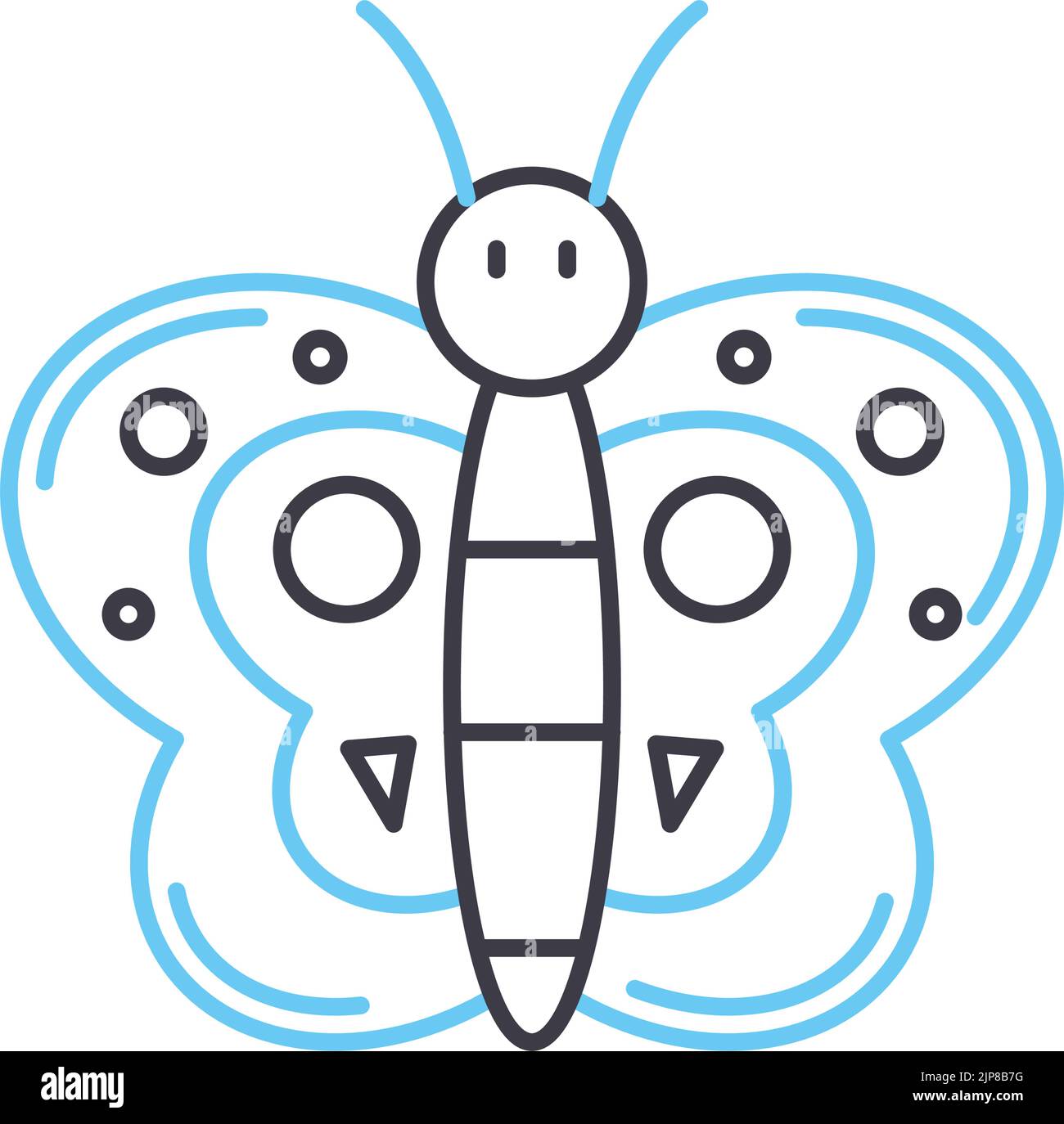 icona della linea della farfalla di pasqua, simbolo del contorno, illustrazione vettoriale, simbolo del concetto Illustrazione Vettoriale