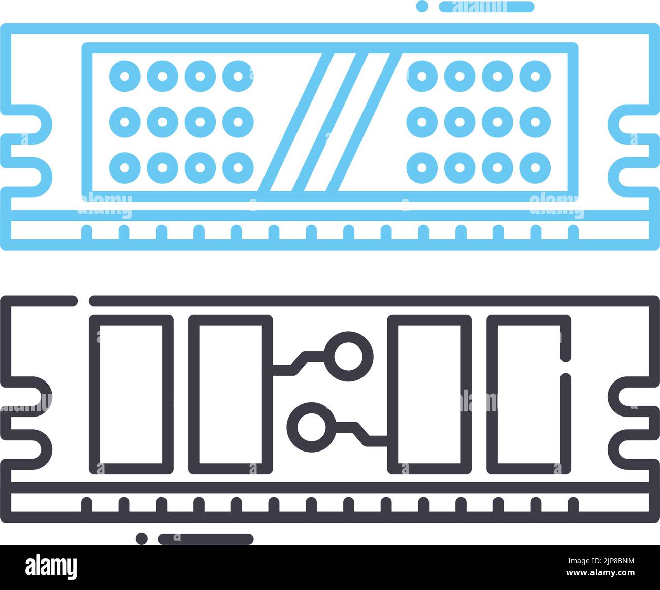 icona della riga di memoria del computer, simbolo di contorno, illustrazione vettoriale, simbolo concettuale Illustrazione Vettoriale