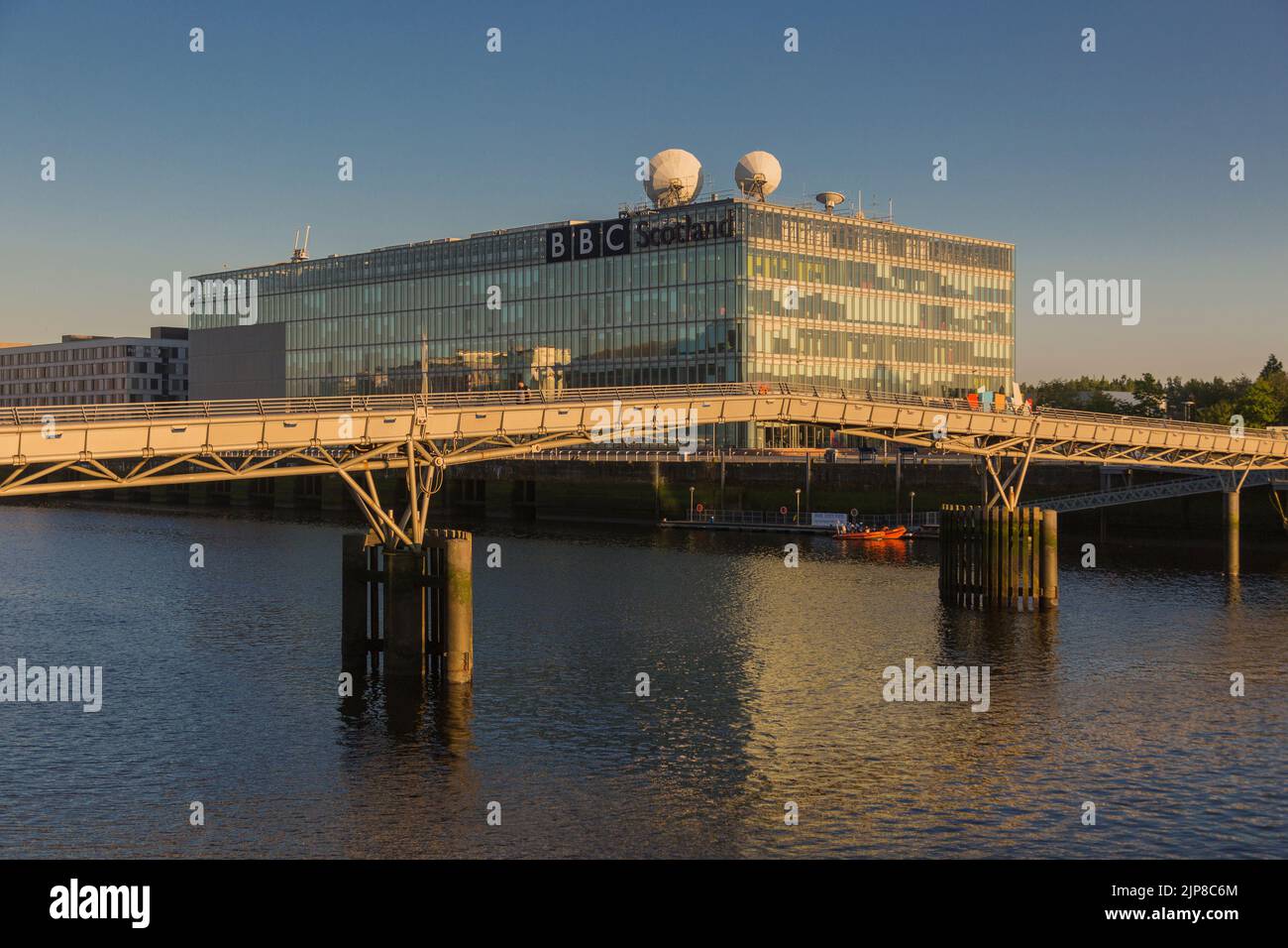 Sede centrale della BBC Scotland sulle rive del fiume Clyde a Glasgow, Scozia Foto Stock