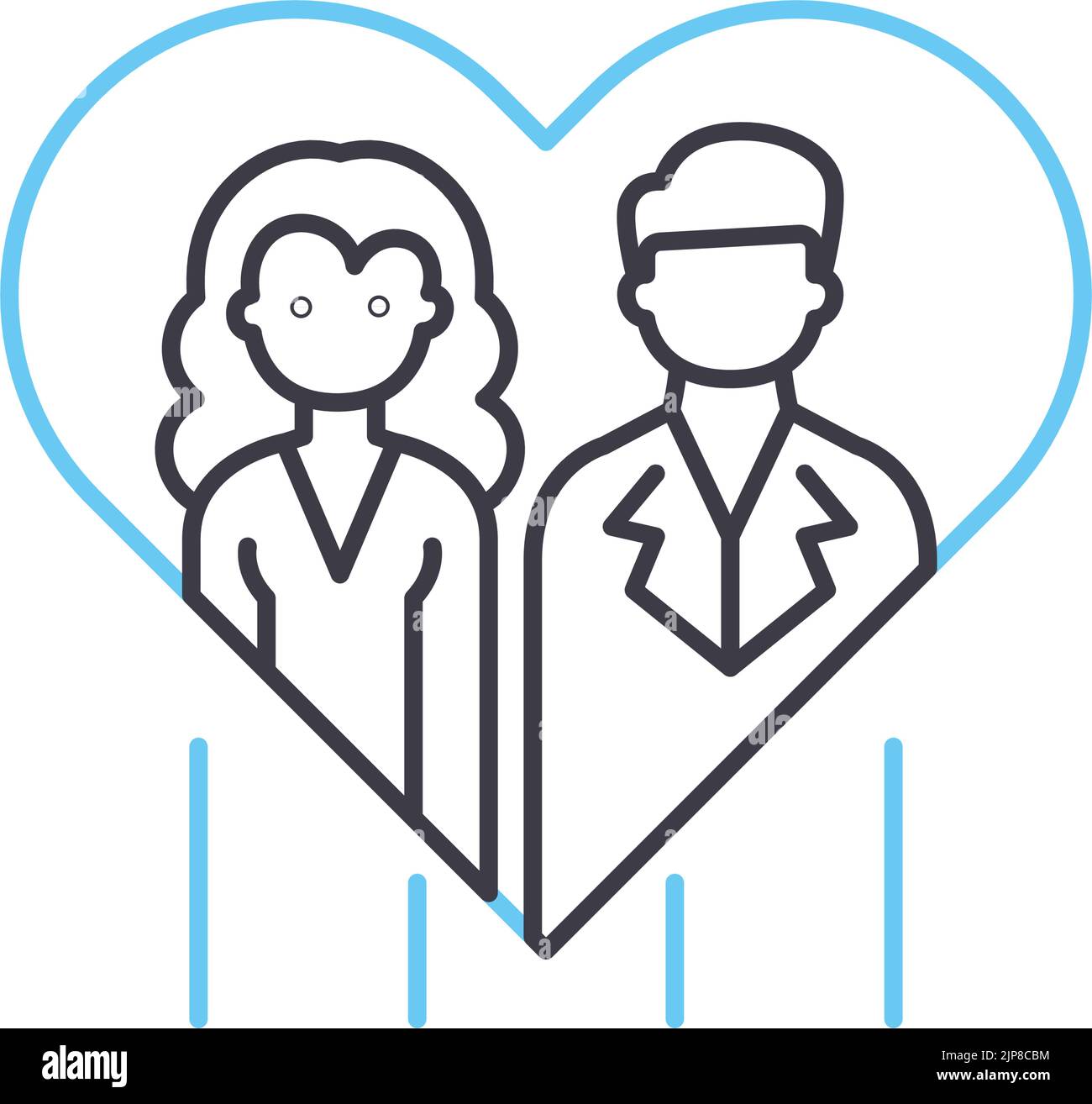 icona della linea di famiglia, simbolo di contorno, illustrazione vettoriale, segnale concettuale Illustrazione Vettoriale