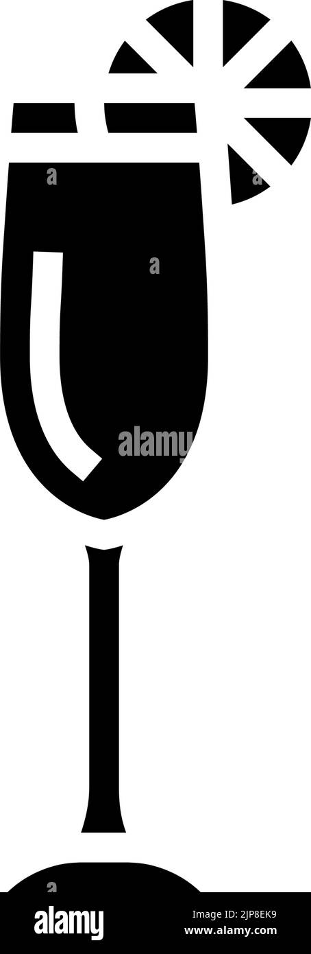 mimosa cocktail vetro bevanda glyph icona illustrazione vettore Illustrazione Vettoriale