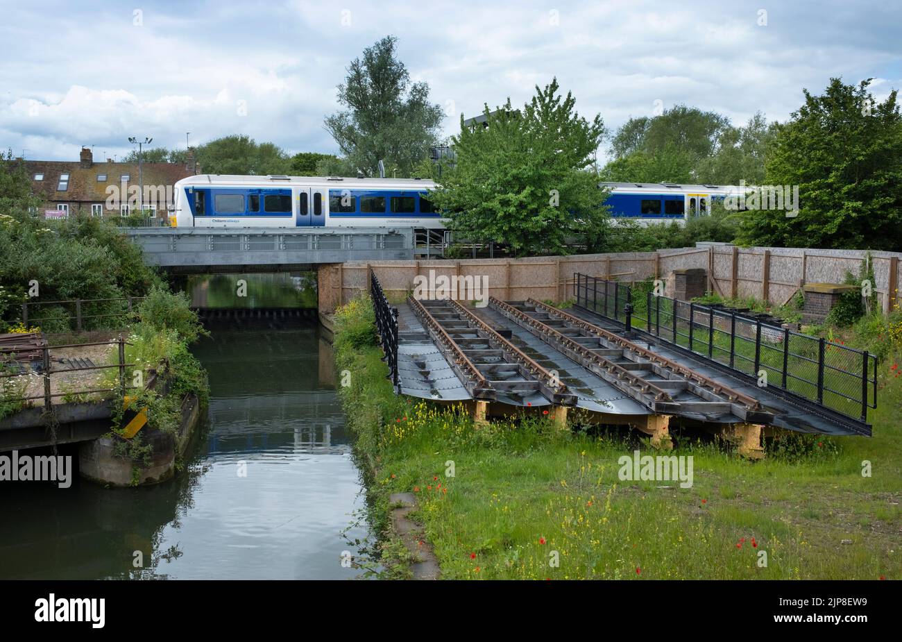 Storico Rewley Road restaurato Ferrovia swing ponte progettato da robert Stephenson, Oxford Foto Stock