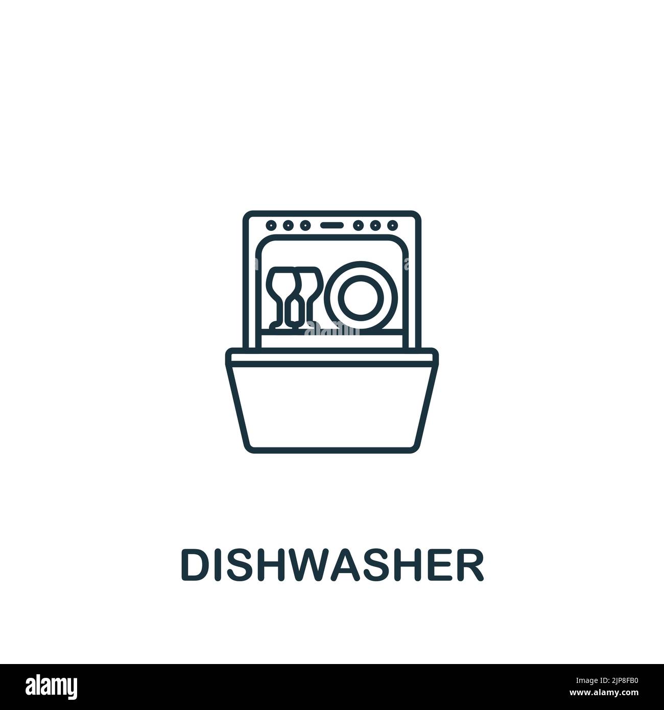 Icona lavastoviglie. Linea semplice linea housekeeping icona per modelli, web design e infografiche Illustrazione Vettoriale