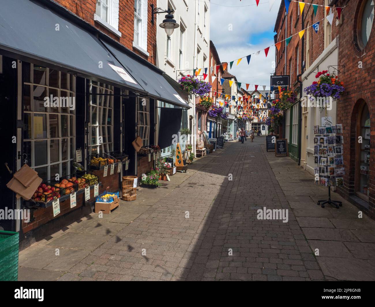 Negozi indipendenti lungo Church Street a Hereford Herefordshire Inghilterra Foto Stock