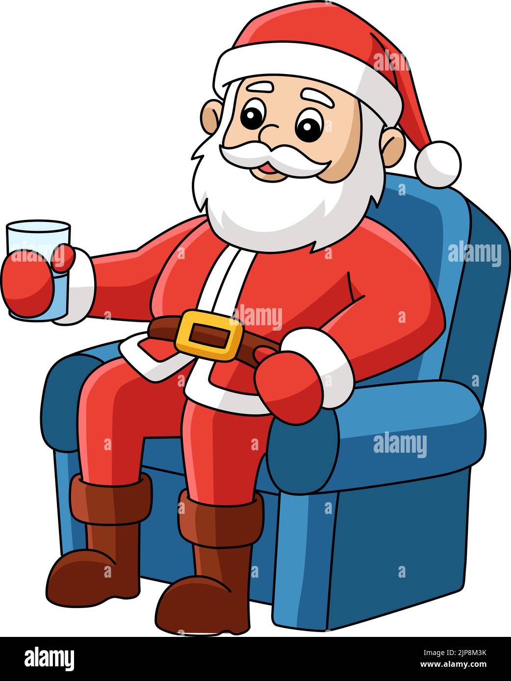 Natale Babbo Natale seduto su Una sedia Cartoon Clipart Illustrazione Vettoriale