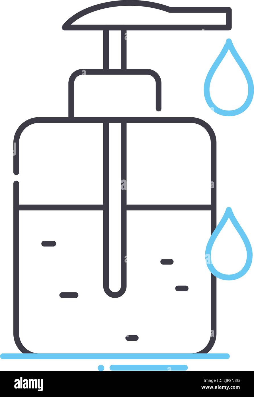 icona della linea del sapone liquido, simbolo di contorno, illustrazione vettoriale, segnale concettuale Illustrazione Vettoriale