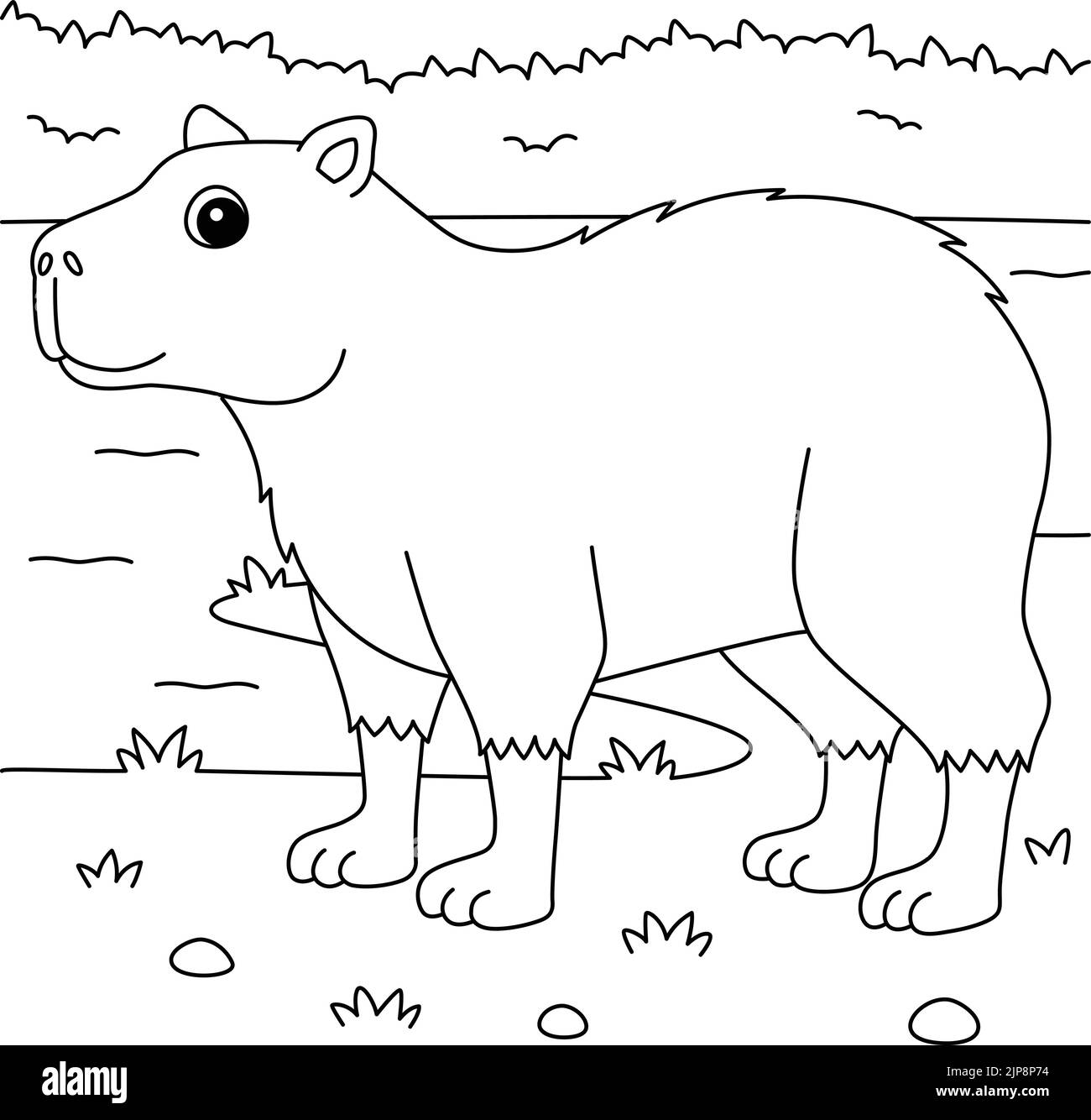 Capybara animale colorazione pagina per bambini Illustrazione Vettoriale