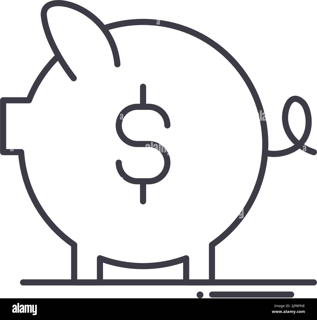 icona della linea del piggy bank, simbolo di contorno, illustrazione vettoriale, segnale concettuale Illustrazione Vettoriale