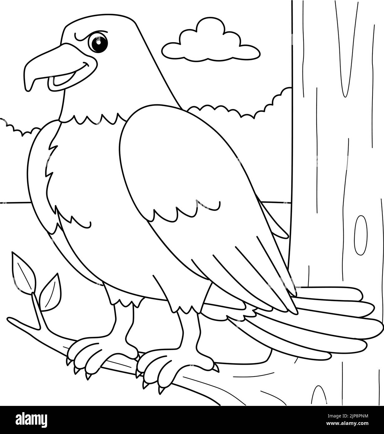 Eagle Animal Coloring Page per bambini Illustrazione Vettoriale