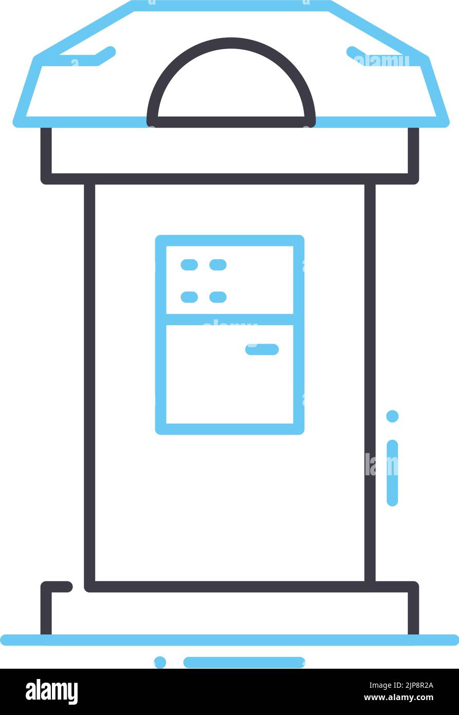 icona della linea della cabina telefonica, simbolo di contorno, illustrazione vettoriale, segnale concettuale Illustrazione Vettoriale