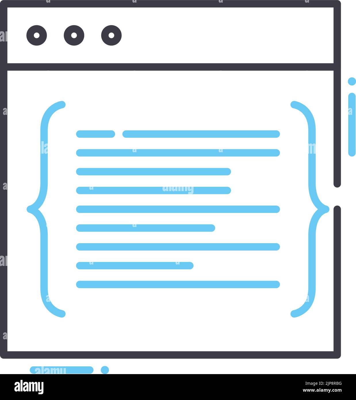 icona della linea di programmazione manuale, simbolo di contorno, illustrazione vettoriale, segnale concettuale Illustrazione Vettoriale