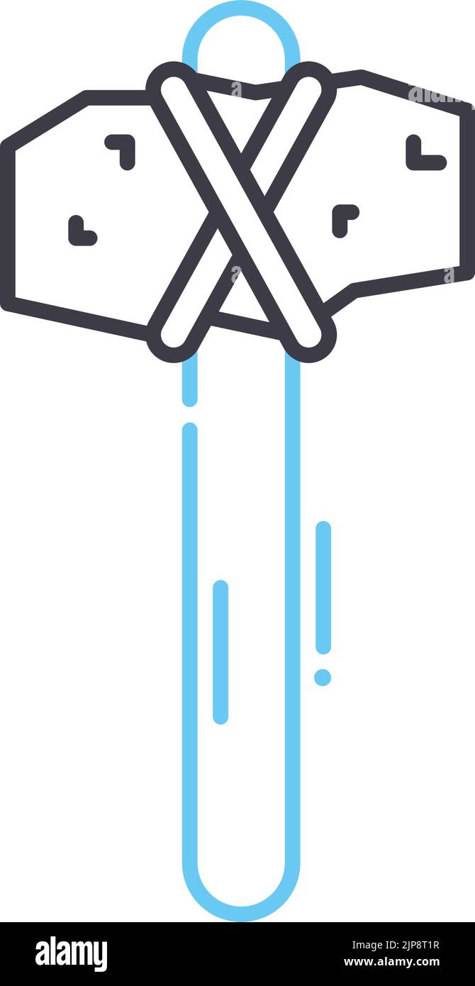 icona della linea degli strumenti preistorici, simbolo di contorno, illustrazione vettoriale, simbolo concettuale Illustrazione Vettoriale