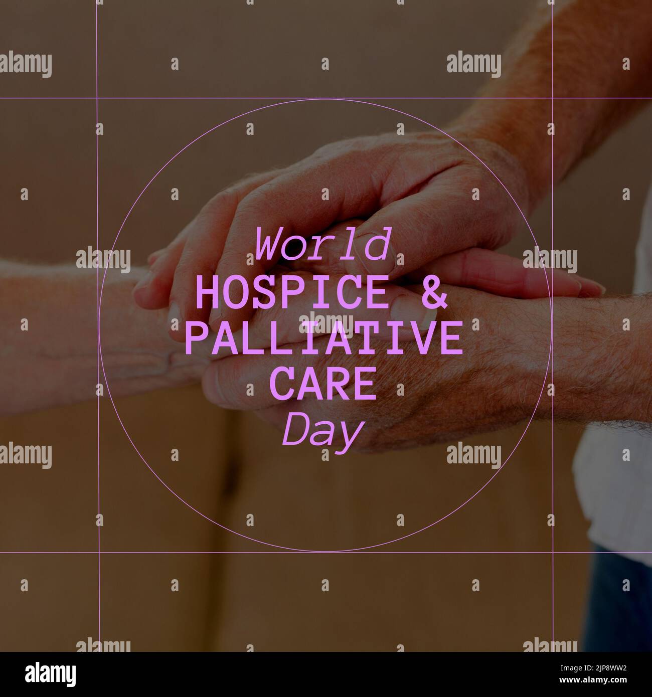 Composizione del testo mondiale dell'ospizio e della giornata di cura palliativa sulle mani Foto Stock