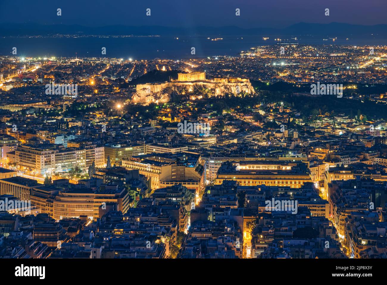 vista sulla città, luci, atene, vista sulla città, luce Foto Stock